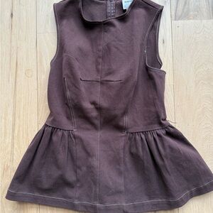 Maeve Chocolate Brown Crew-neck Peplum Tank Top Anthropologie